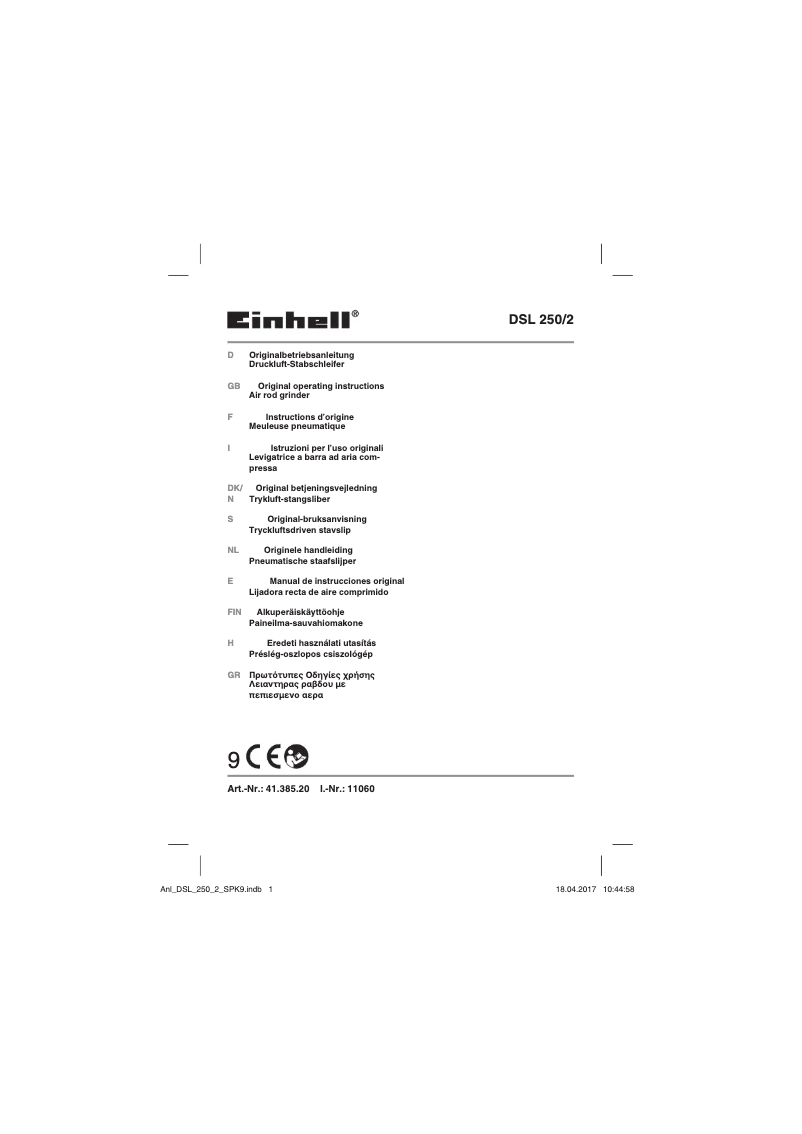 Image de la première page du manuel de l'appareil DSL 250/2