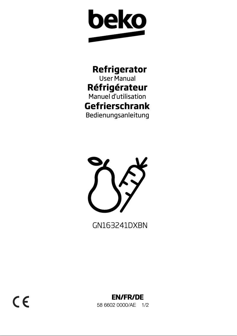 Page 1 de la notice Manuel utilisateur Beko GN163241DXBN