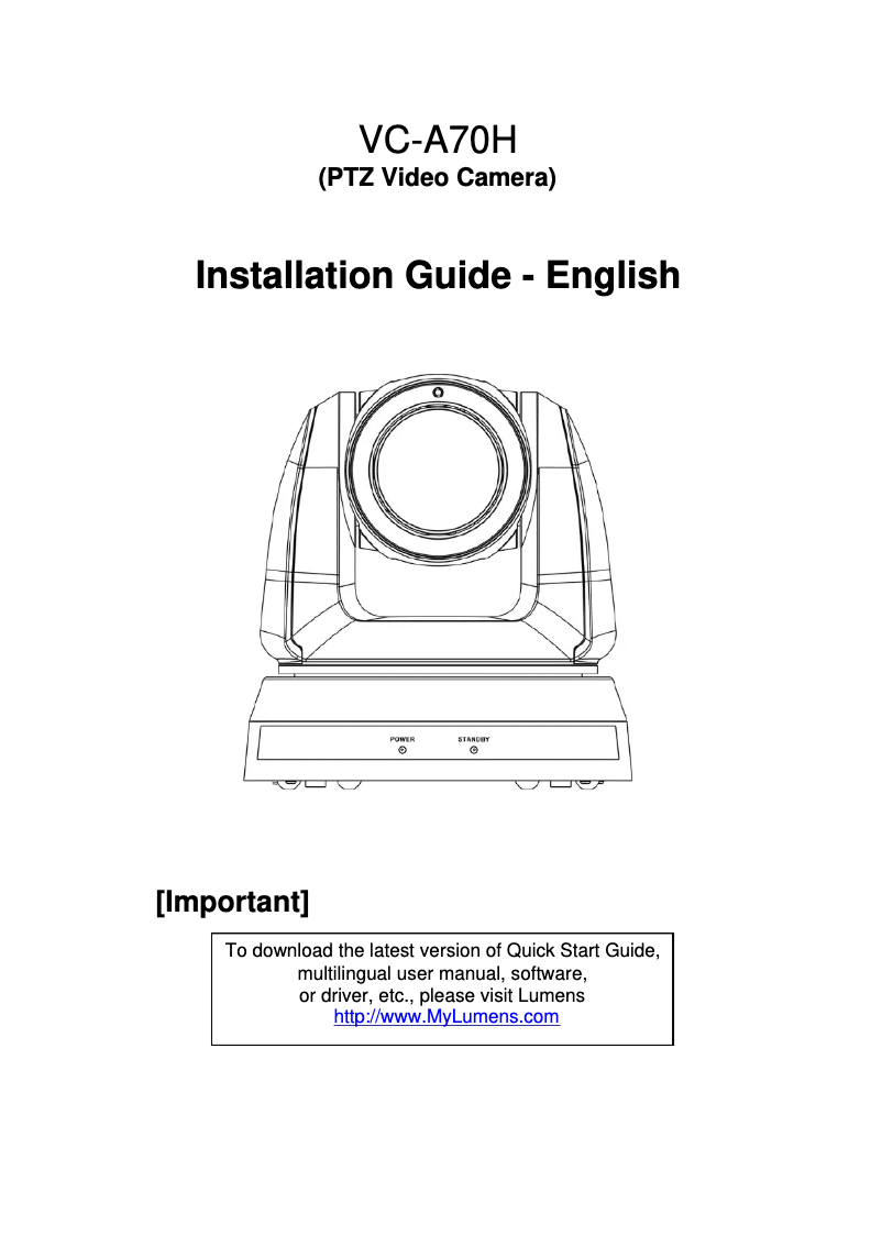 Image de la première page du manuel de l'appareil VC-A70H