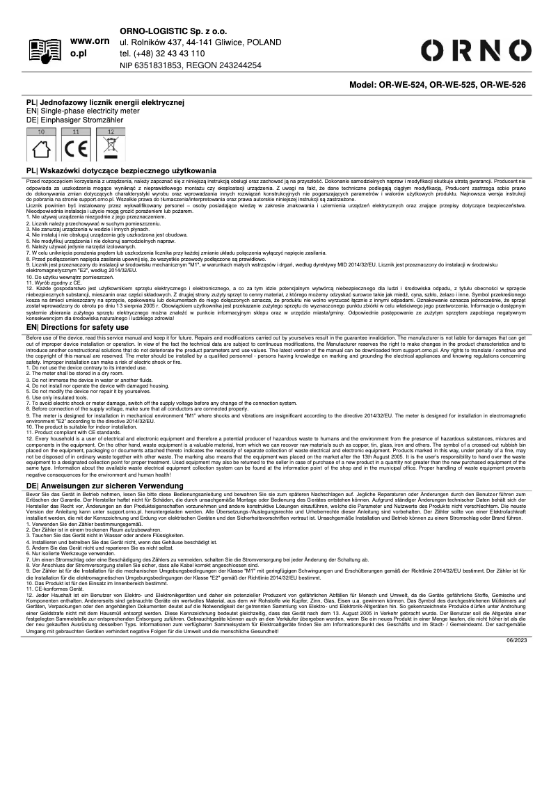 Página 1 del manual Manual de usuario ORNO OR-WE-525