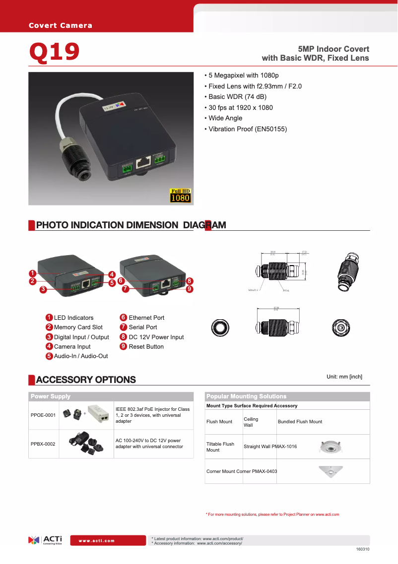 Página 1 del manual Folleto ACTi Q19