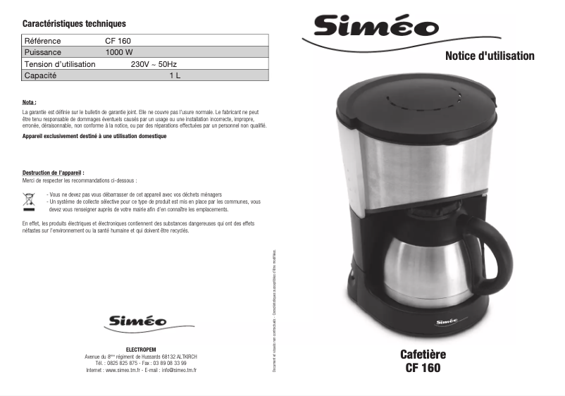 Página 1 del manual Manual de usuario Siméo CF 160