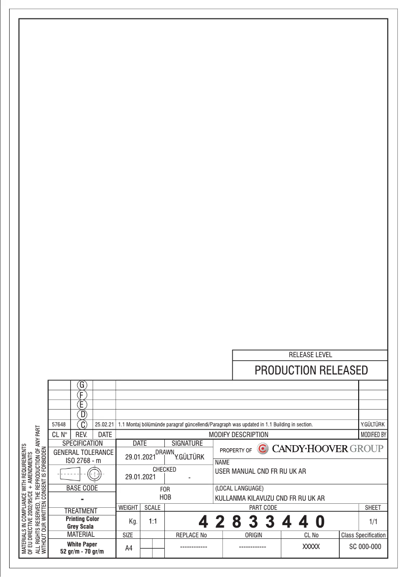 Image de la première page du manuel de l'appareil CHW6WLW