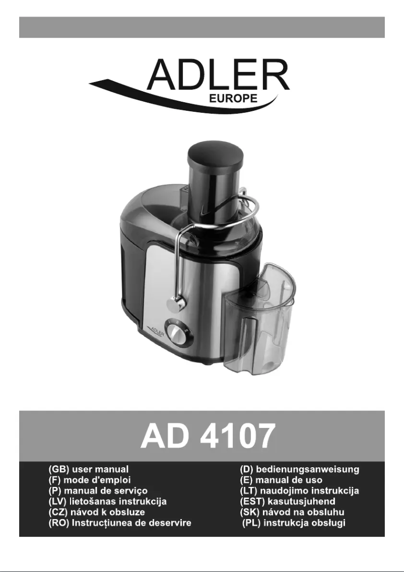 Image de la première page du manuel de l'appareil AD 4107