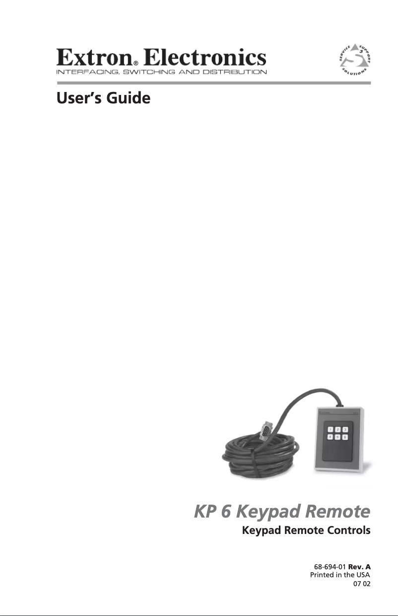 Page n°1 - Manuel utilisateur Extron KP 6