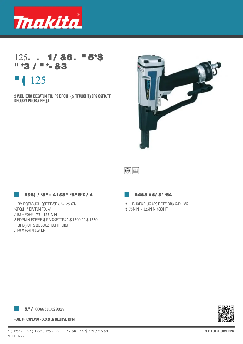 Page n°1 - Fiche technique Makita AG125