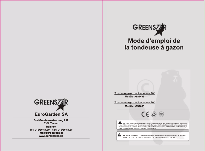 Page 1 de la notice Manuel utilisateur Greenstar GS1463