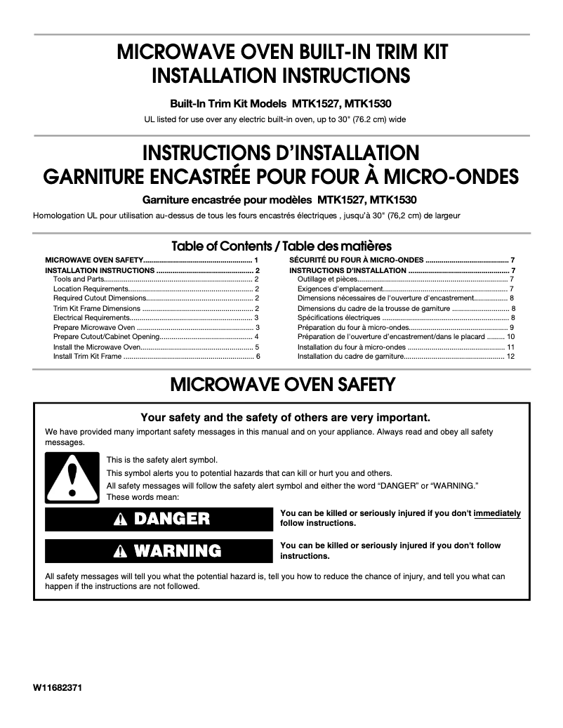 Página 1 del manual Guía de instalación KitchenAid KMCS522P