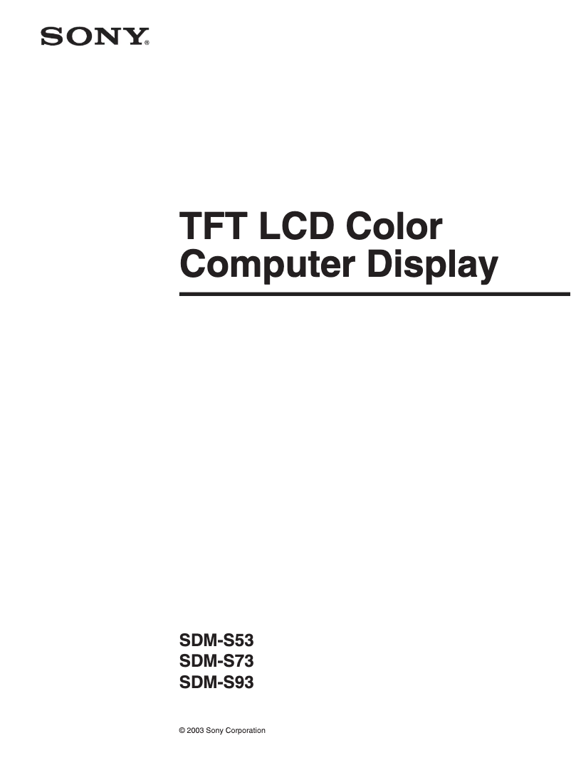 Page 1 de la notice Manuel utilisateur Sony SDM-S73