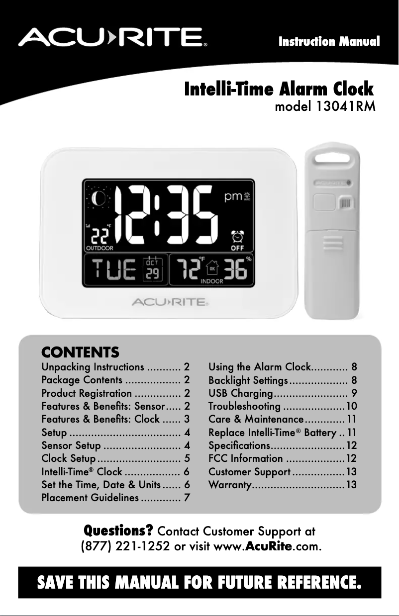 Página 1 del manual Manual de usuario AcuRite 13041RM