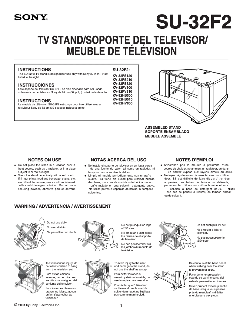 Image de la première page du manuel de l'appareil KV-32FS320