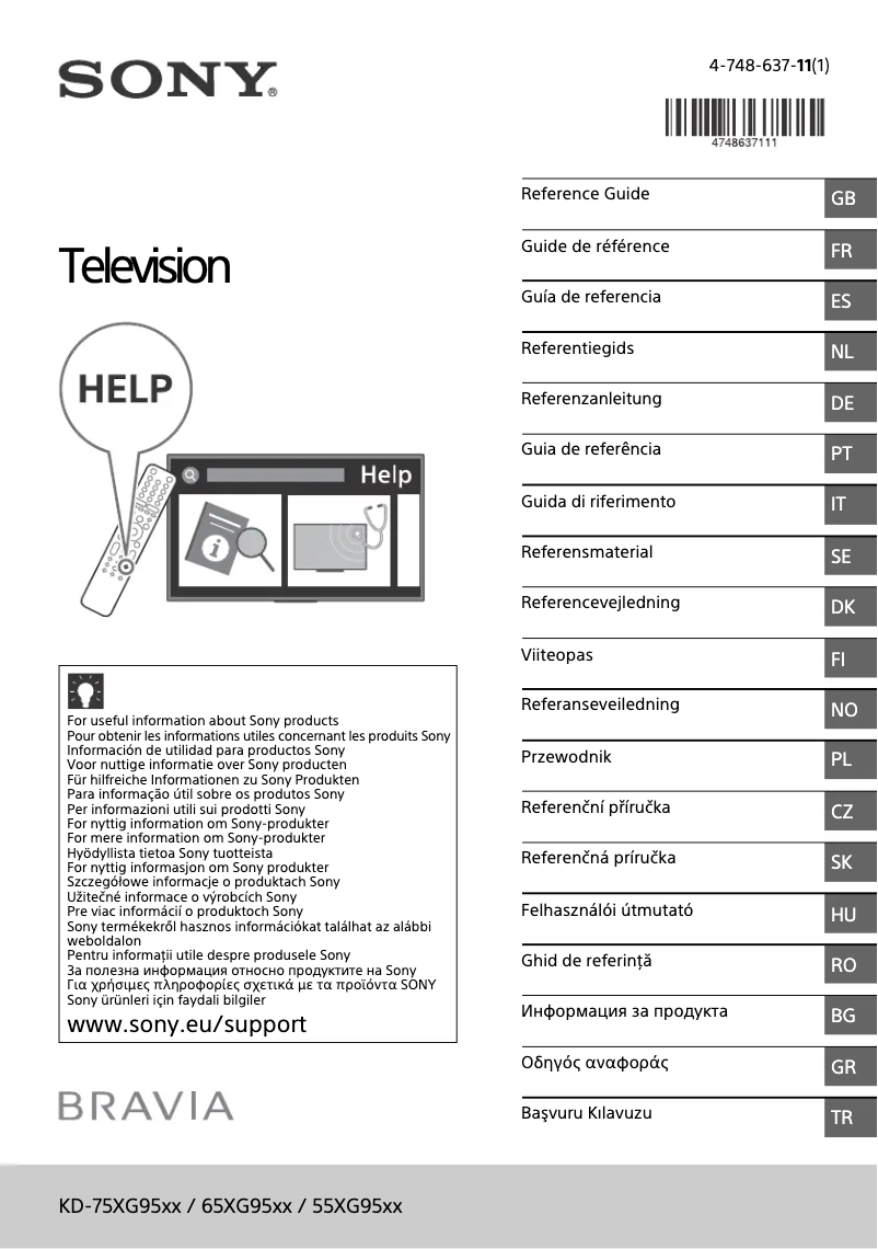 Page 1 de la notice Manuel utilisateur Sony Bravia KD-65XG9505
