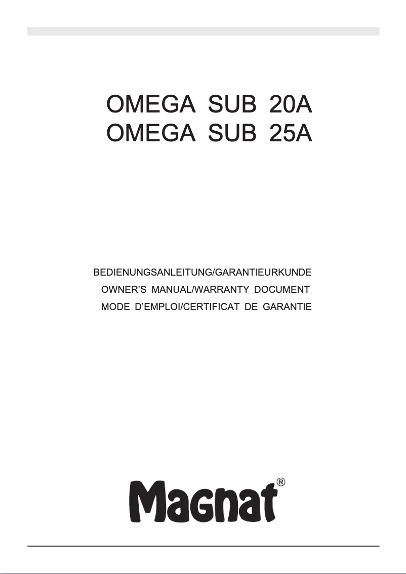 Page 1 de la notice Manuel utilisateur Magnat Omega SUB 20A