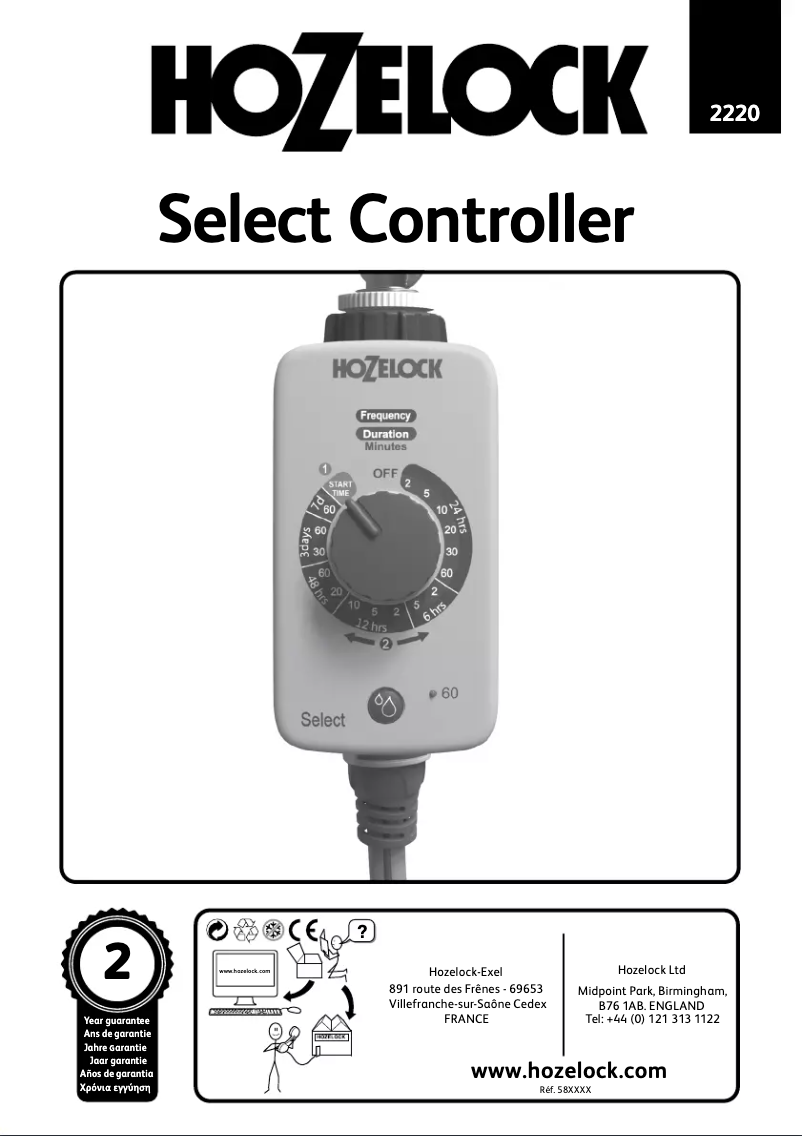 Page 1 de la notice Manuel utilisateur Hozelock Select Plus Controller 2224