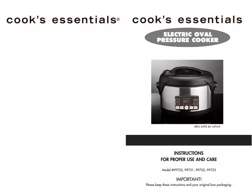 Page 1 de la notice Manuel utilisateur Cook's essentials 99721