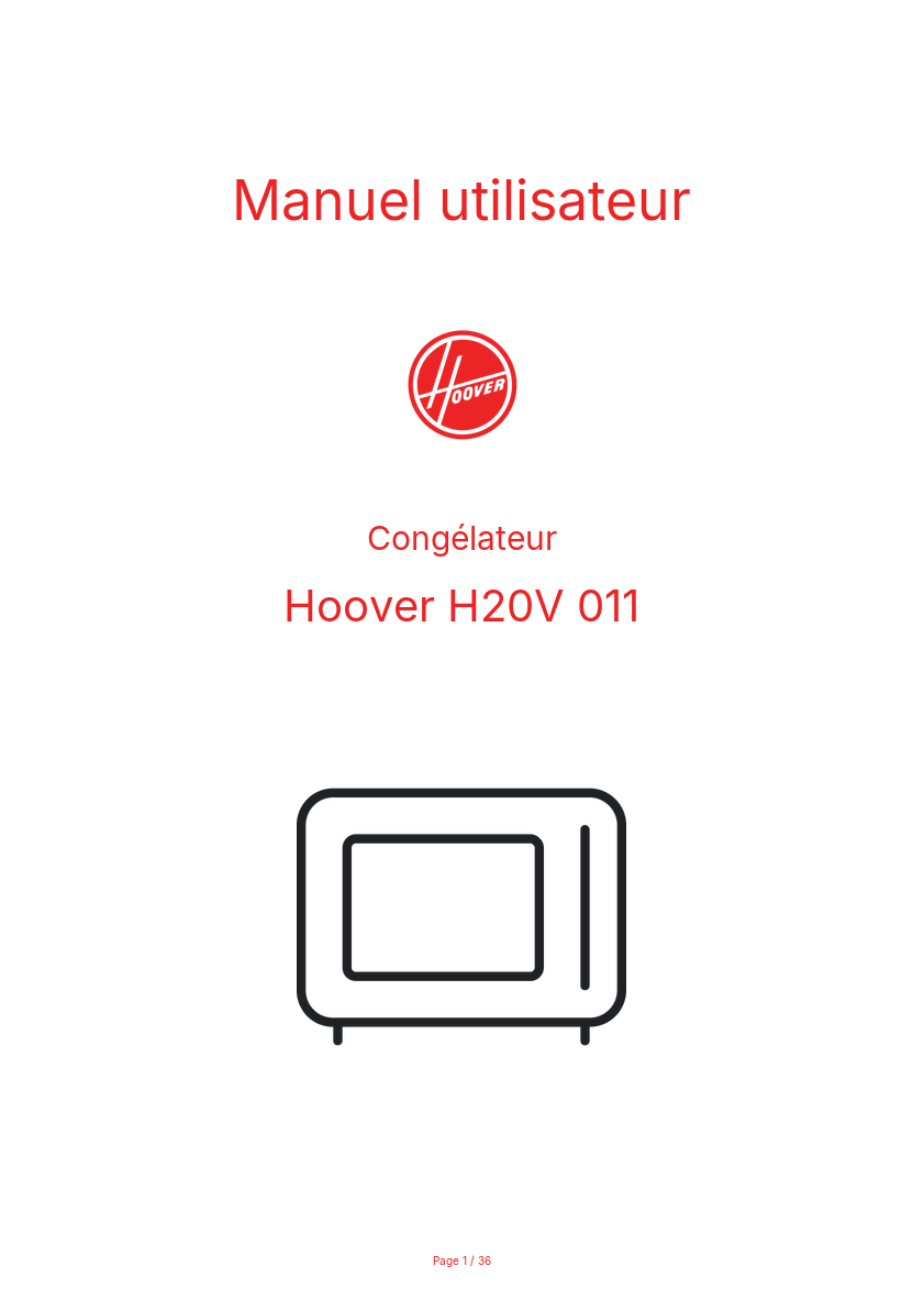Image de la première page du manuel de l'appareil H20V 011