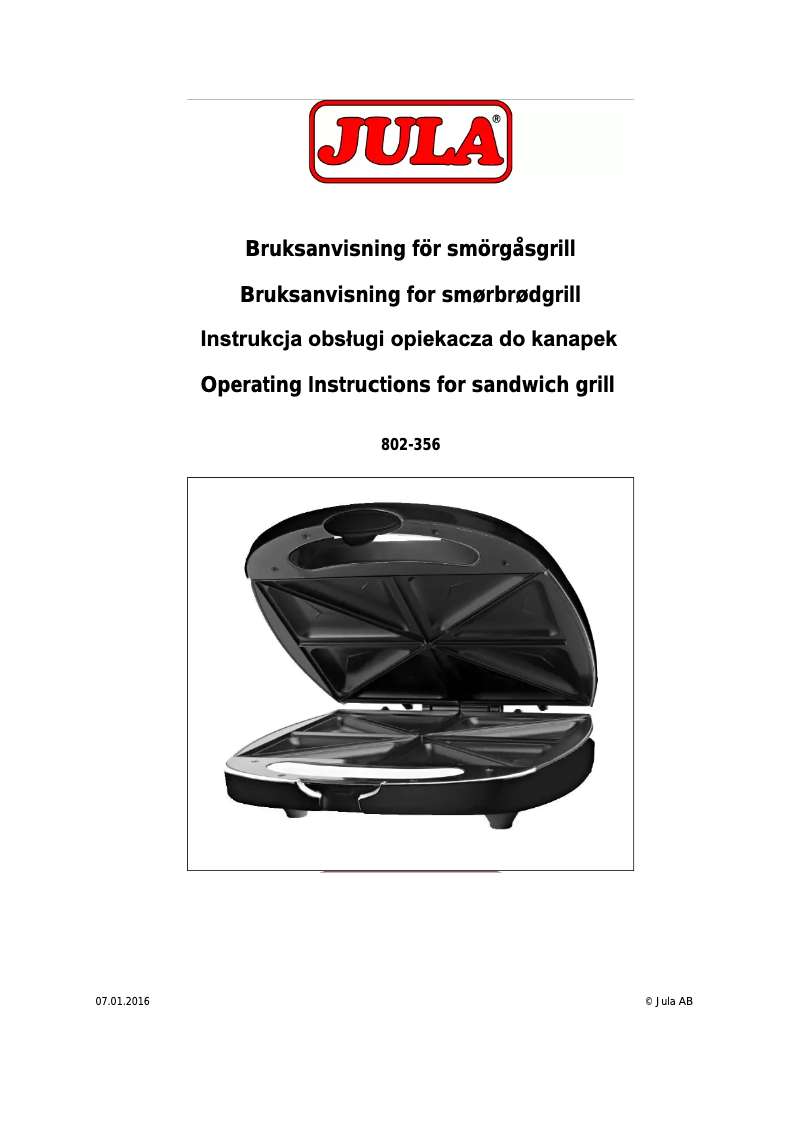 Page n°1 - Manuel utilisateur Menuett 802-356