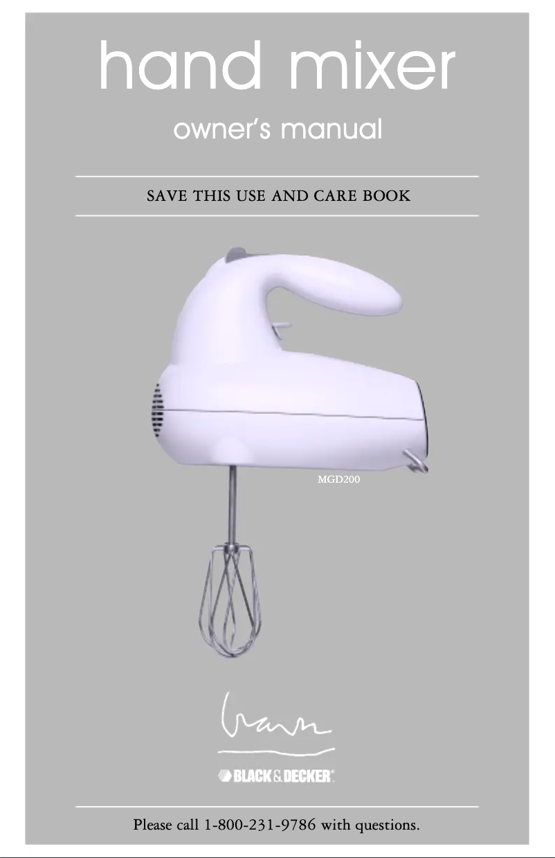 Page 1 de la notice Manuel utilisateur Black & Decker MGD200