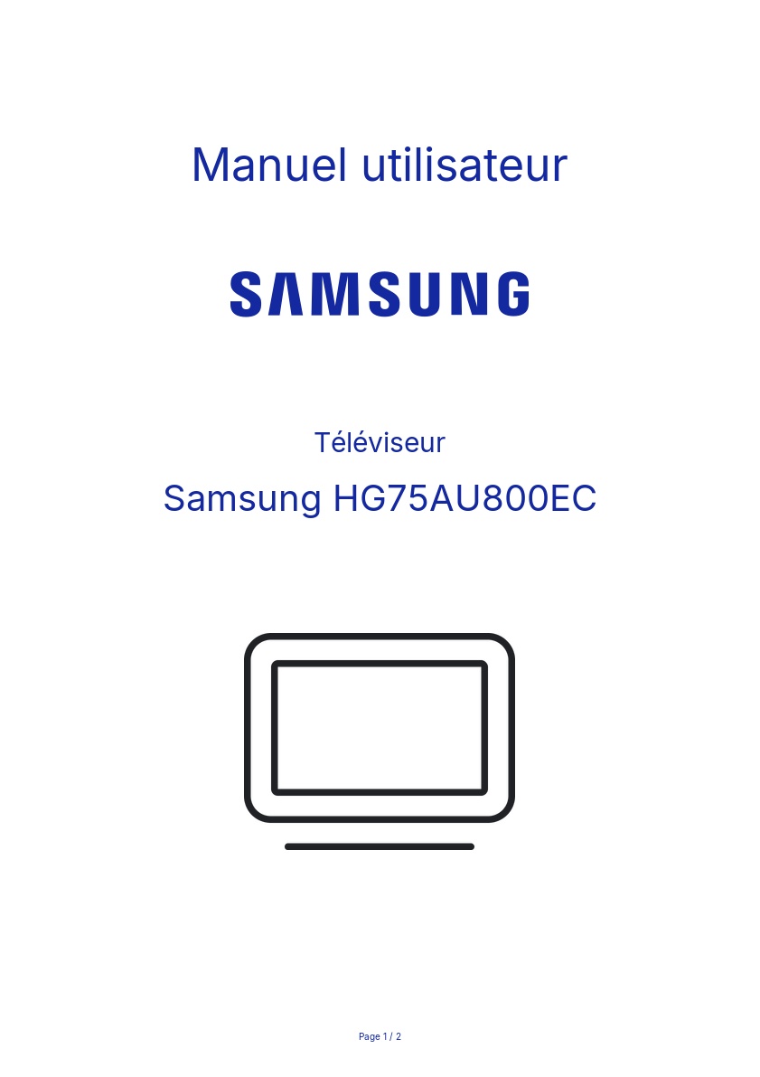 Page n°1 - Manuel utilisateur Samsung HG75AU800EC