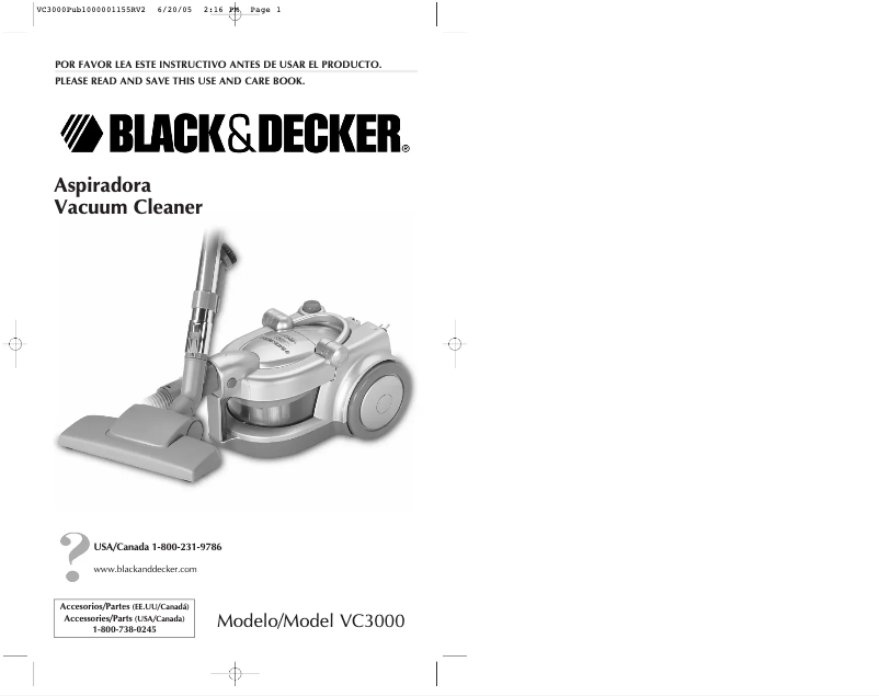 Page 1 de la notice Manuel utilisateur Black & Decker VC3000