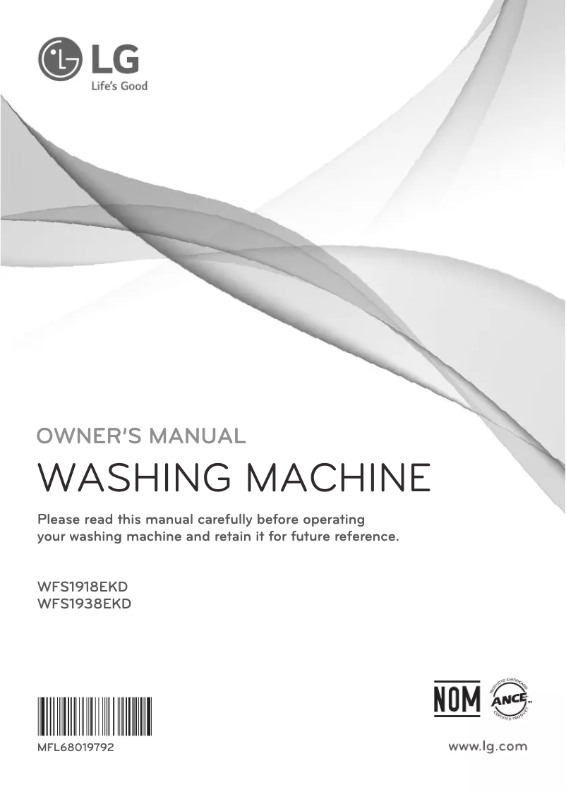 Page 1 de la notice Manuel utilisateur LG WFS1938EKD