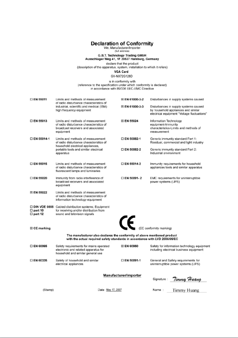 Page n°1 - Manuel utilisateur Gigabyte GeForce 7200 GS