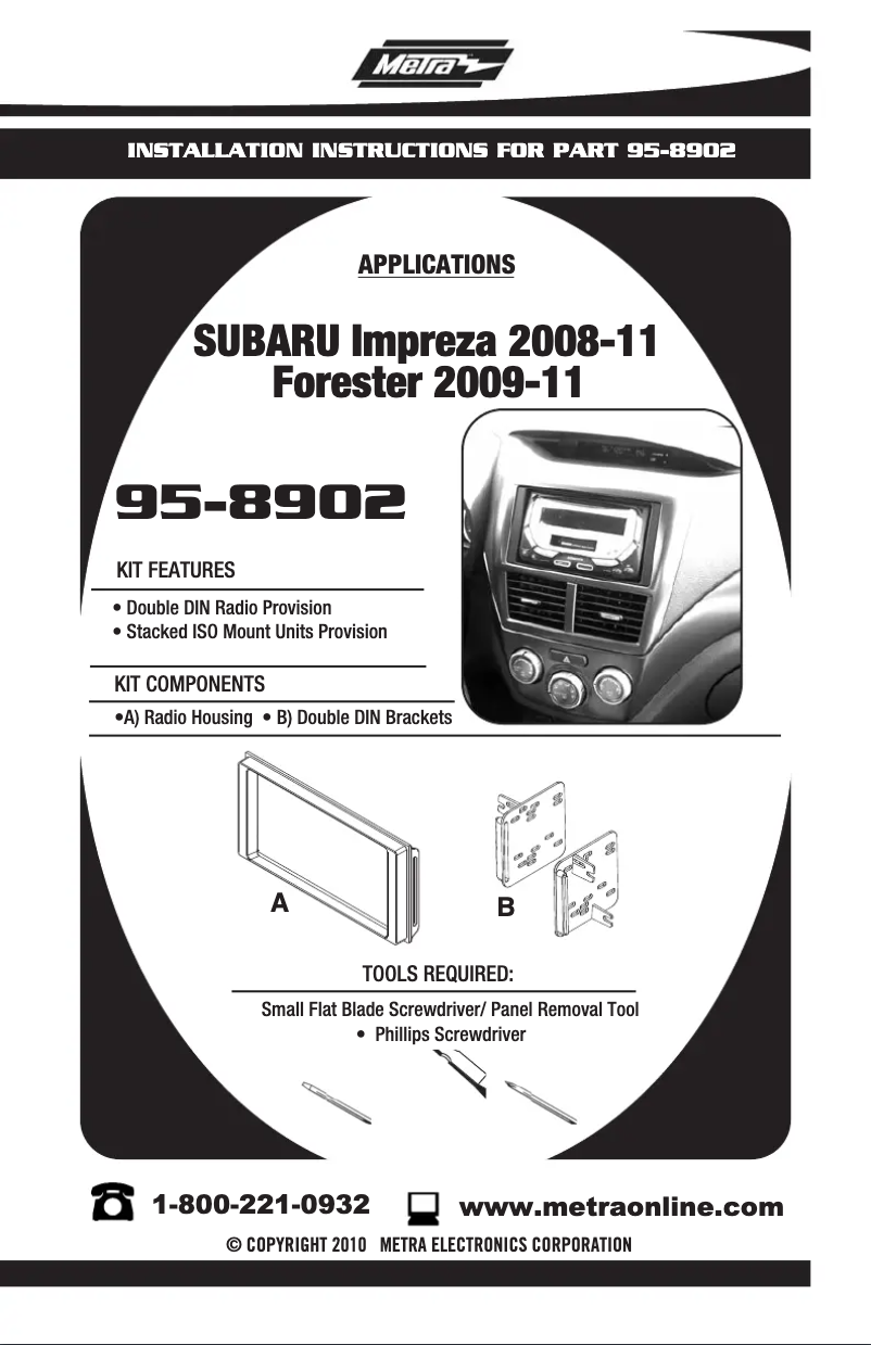 Page 1 de la notice Guide d'installation Metra 95-8902