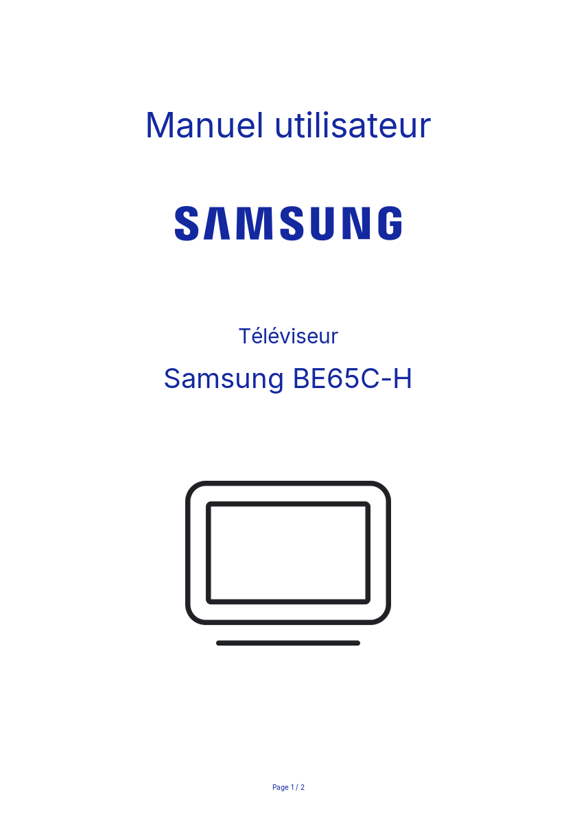 Page n°1 - Manuel utilisateur Samsung BE65C-H