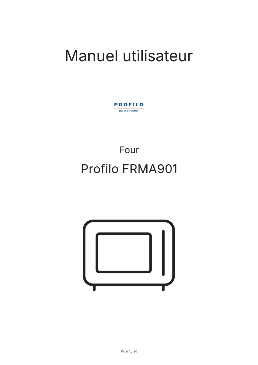 Page n°1 - Manuel utilisateur Profilo FRMA901