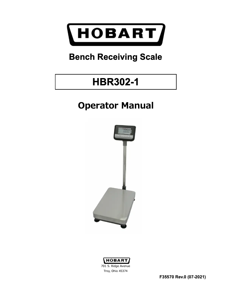 Page 1 de la notice Manuel utilisateur Hobart HBR302-1