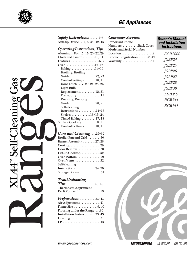 Page 1 of the manual Use and Maintenance Manual RCA LGB356BEAAD