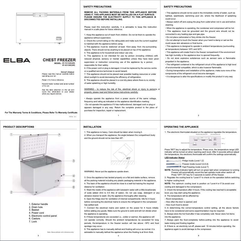 Page n°1 - Manuel utilisateur Elba ARTICO EF-F4132E(GR)