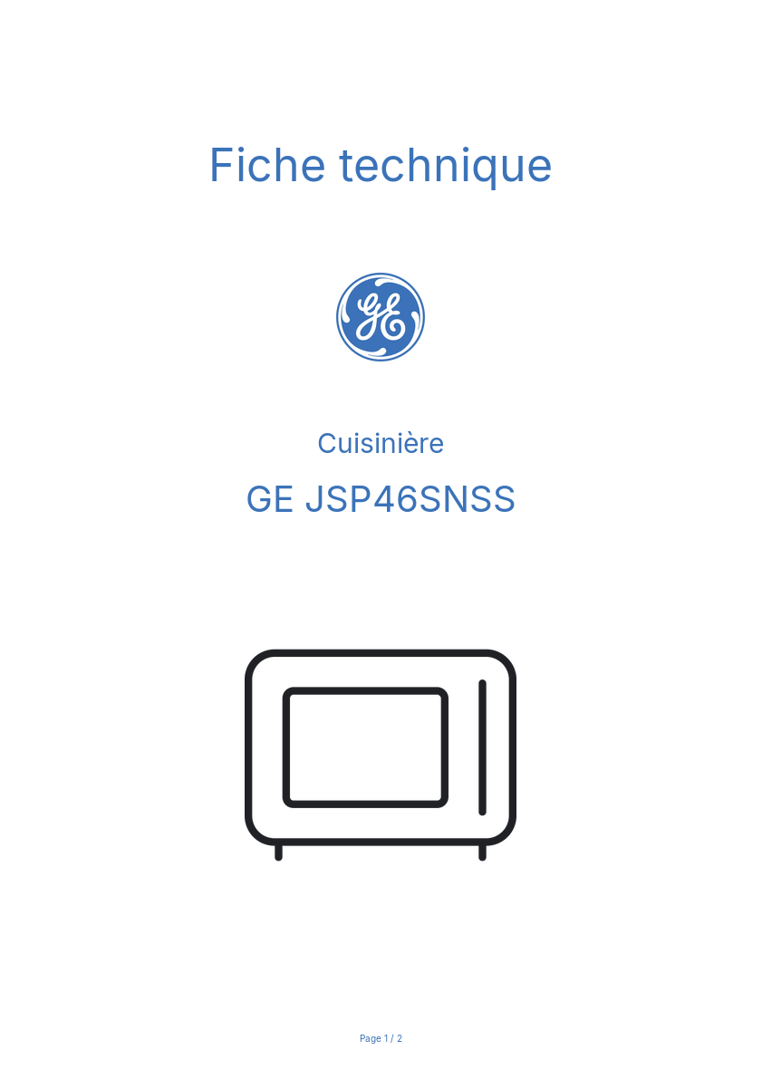 Image de la première page du manuel de l'appareil JSP46SNSS