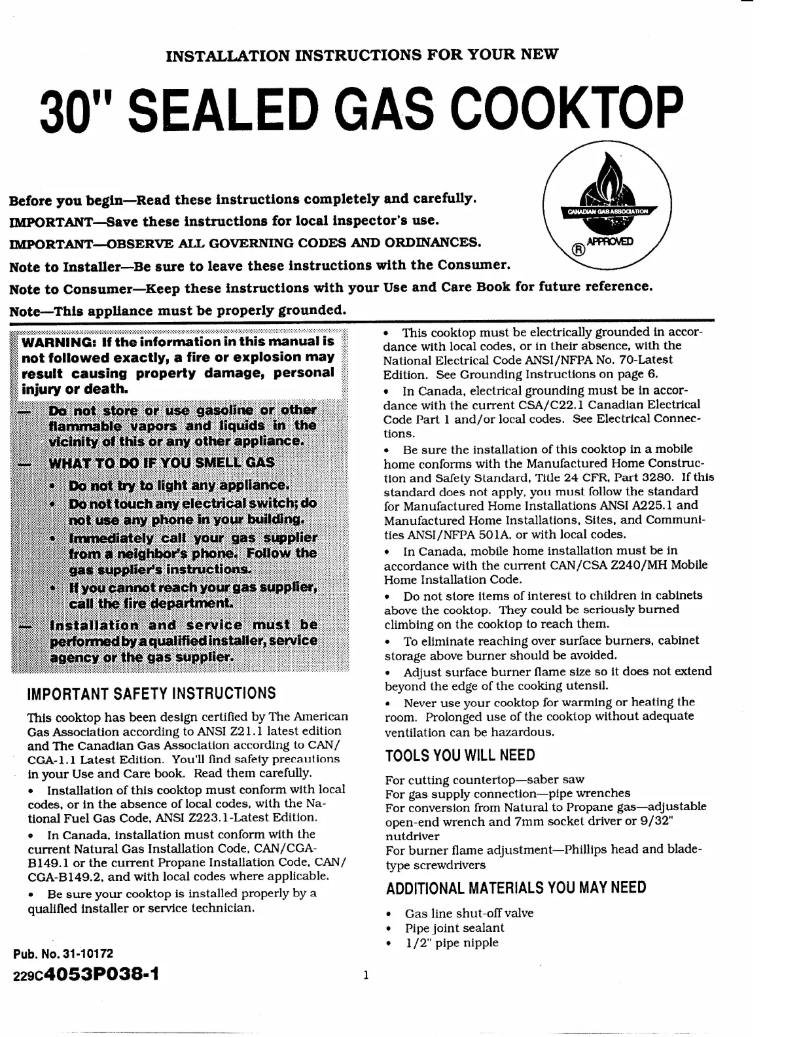 Image de la première page du manuel de l'appareil Profile JGP336AEVAA