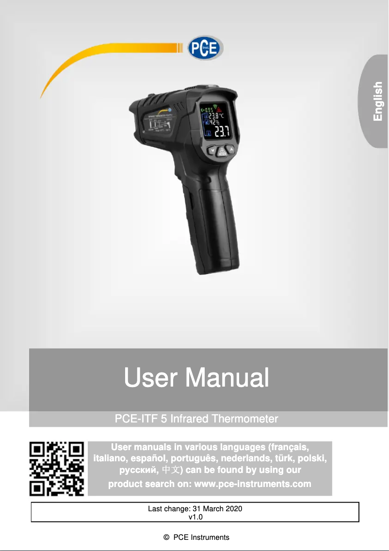 Page n°1 - Manuel utilisateur PCE Instruments PCE-ITF 5