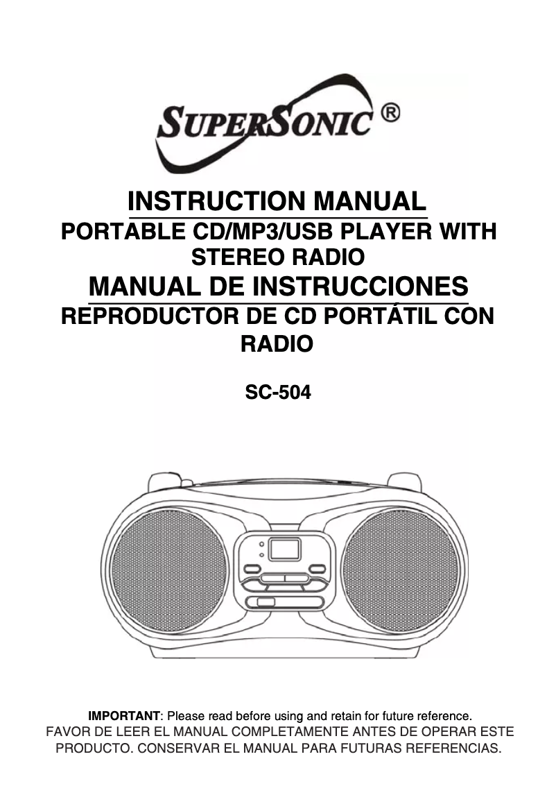 Page 1 de la notice Manuel utilisateur SuperSonic SC-504