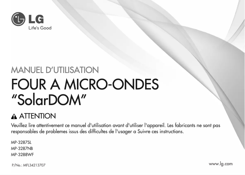 Page 1 de la notice Manuel utilisateur LG MP9287NV