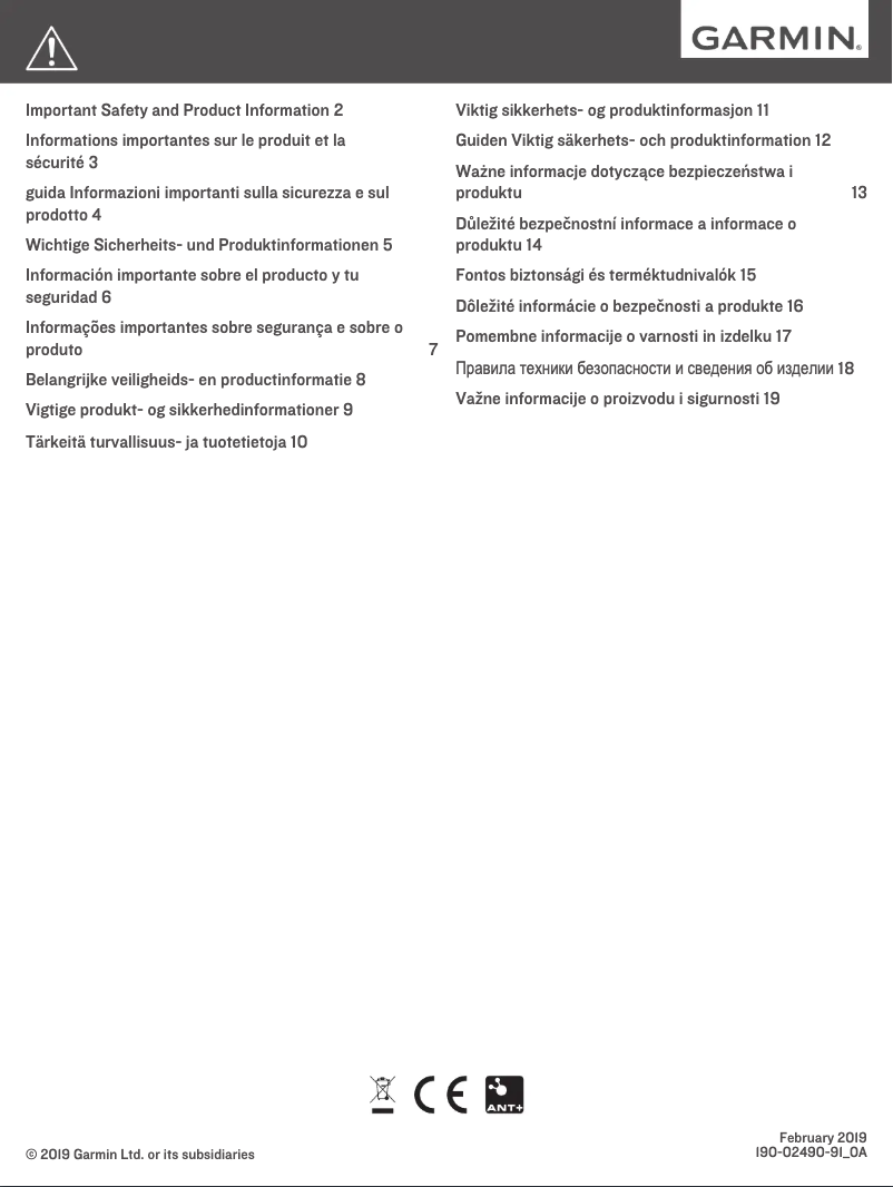 Page 1 de la notice Manuel utilisateur Garmin Speed Sensor 2