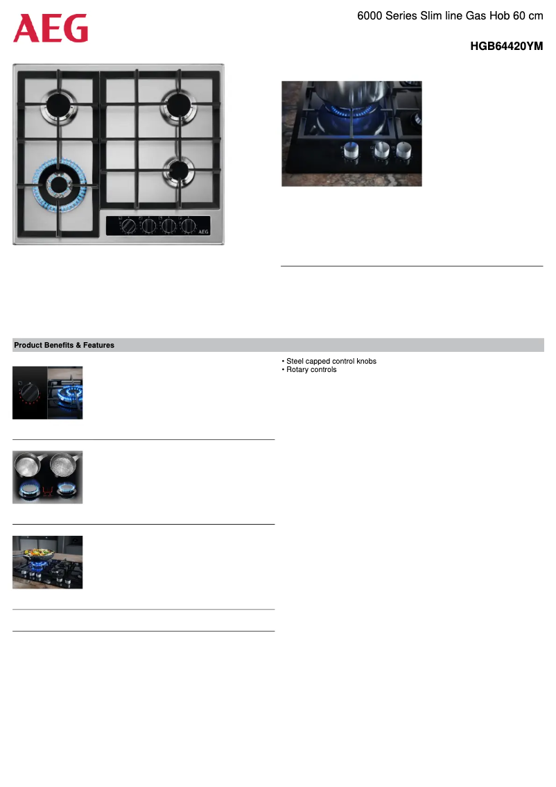 Page 1 de la notice Fiche technique AEG HGB64420YM