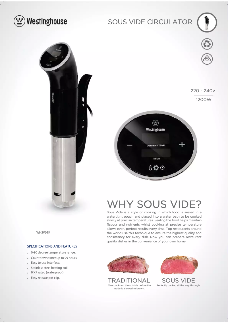 Image de la première page du manuel de l'appareil WHSV01K