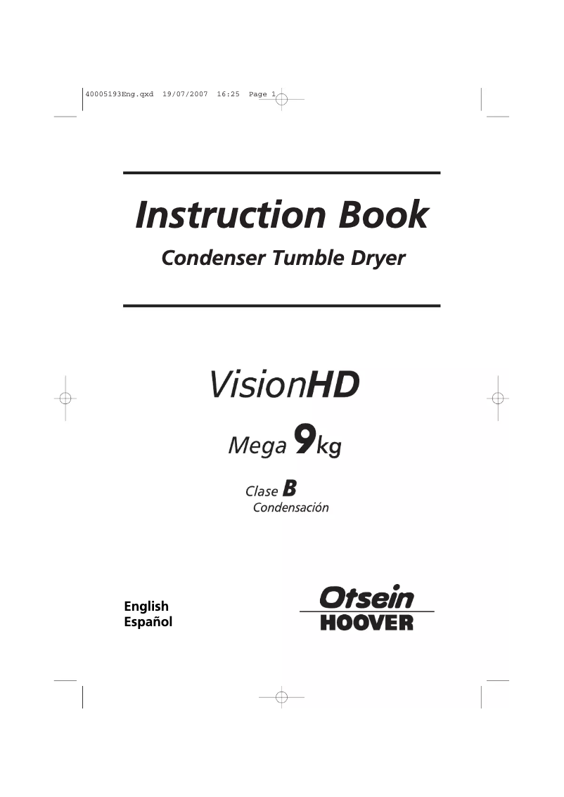 Page n°1 - Manuel utilisateur Otsein-Hoover VOHC 391T-37