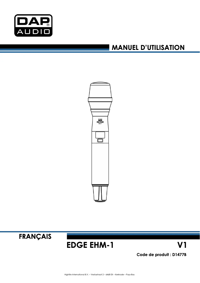 Page 1 de la notice Manuel utilisateur DAP-Audio EDGE EHM-1