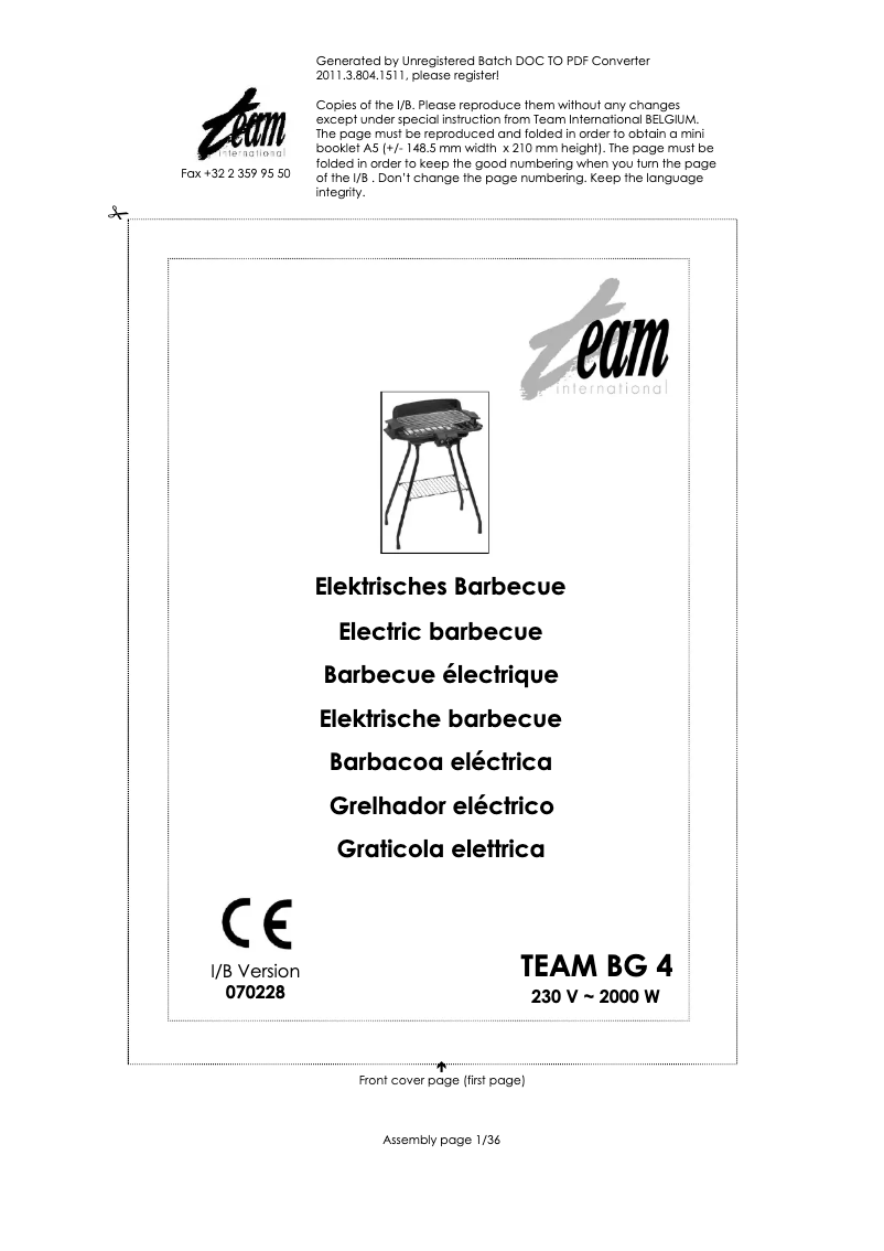 Image de la première page du manuel de l'appareil BG 4