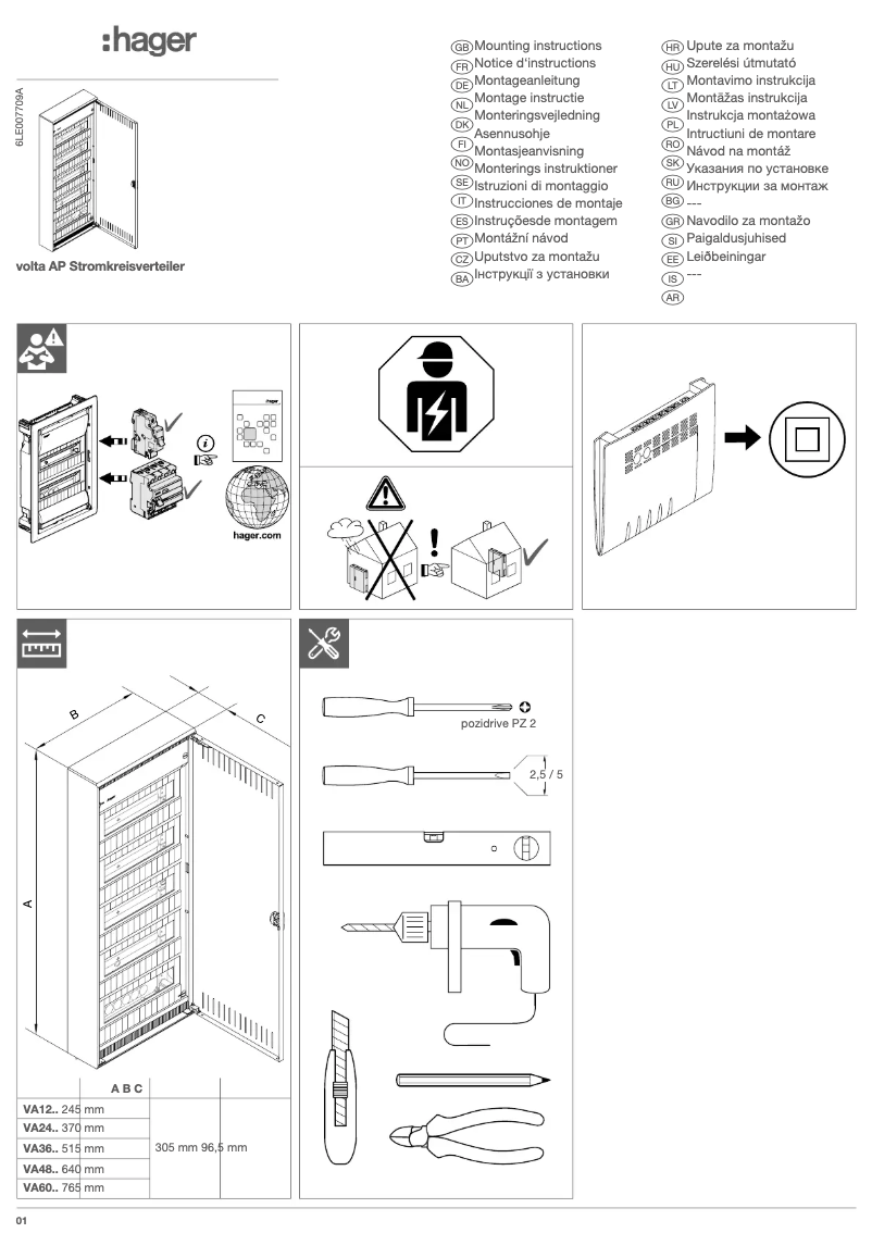 Page 1 de la notice Manuel utilisateur Hager VA48NL