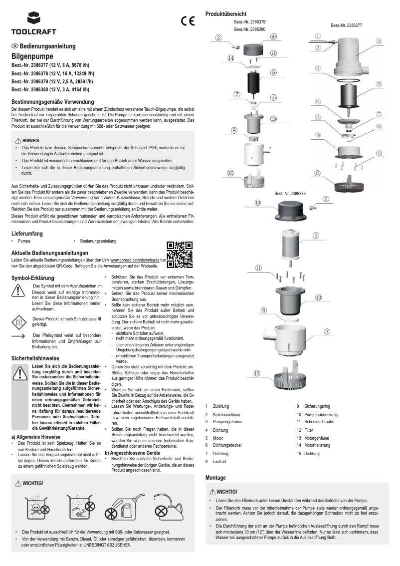 Page 1 de la notice Manuel utilisateur Toolcraft TO-7159137