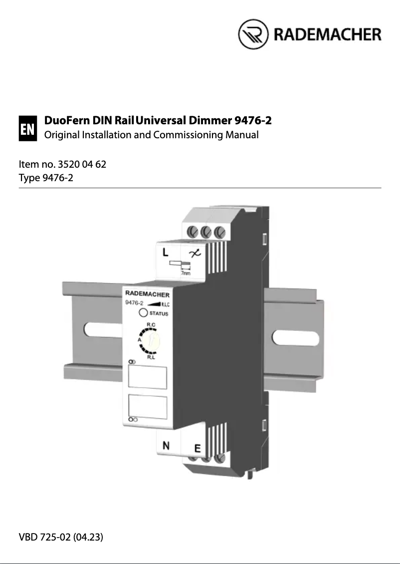 Page 1 de la notice Manuel utilisateur RADEMACHER 9476-2