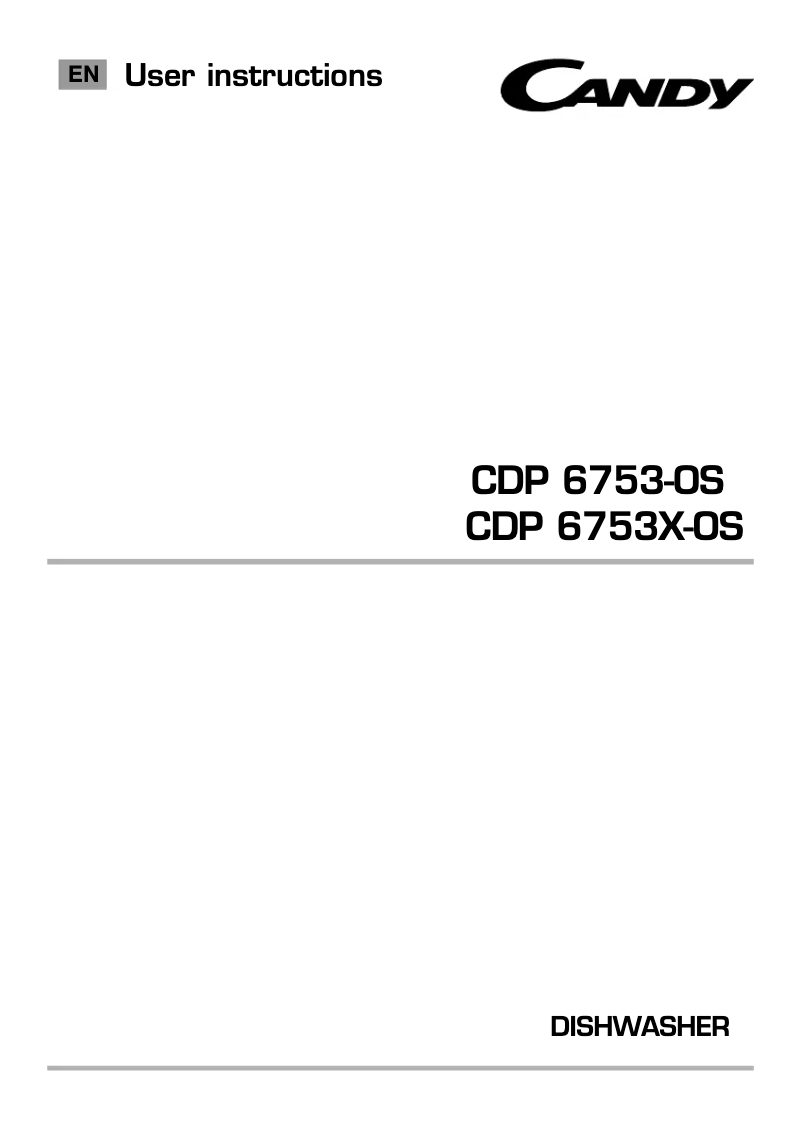 Page n°1 - Manuel utilisateur Candy CDP 6753-OS