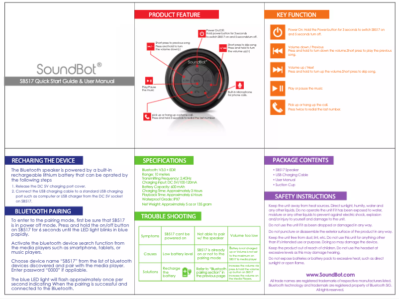 Página 1 del manual Manual de usuario SoundBot SB517