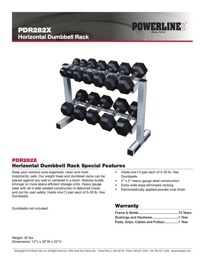 Página 1 del manual Manual de usuario Body-Solid PDR282X