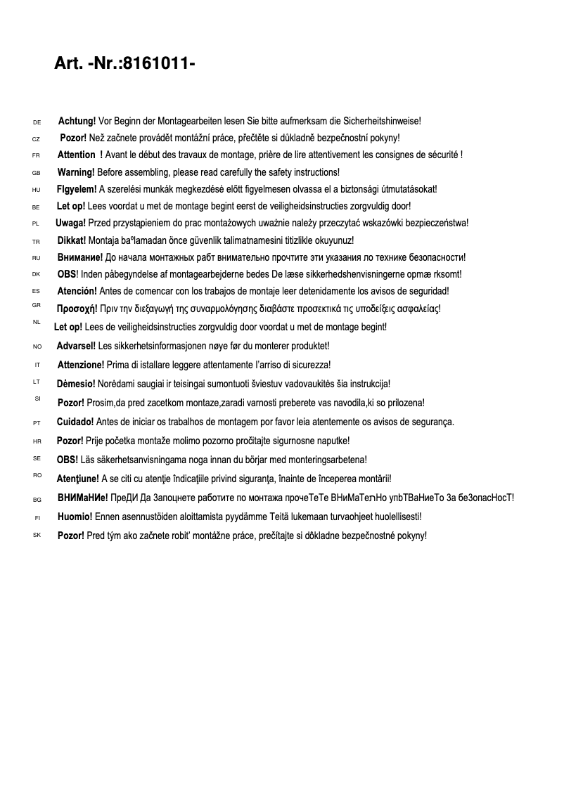 Page n°1 - Manuel utilisateur Trio Lighting Mercury 8161011-07